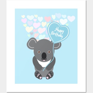 Happy Birthday Card Cute Gray Koala Posters and Art